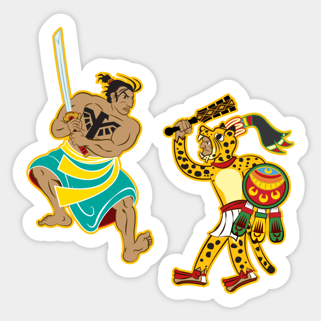 Aztec Samurai vs Jaguar Warrior Sticker by mredthefed